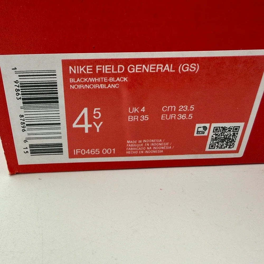 Nike Field General (GS) Shoes Youth Boys 4.5Y Black White Outdoor IF0465 001